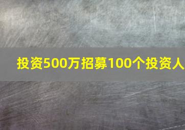 投资500万招募100个投资人