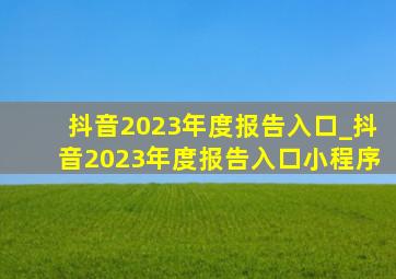 抖音2023年度报告入口_抖音2023年度报告入口小程序