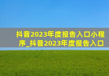 抖音2023年度报告入口小程序_抖音2023年度报告入口