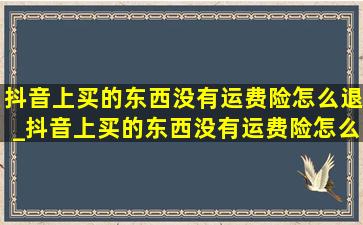 抖音上买的东西没有运费险怎么退_抖音上买的东西没有运费险怎么办