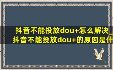 抖音不能投放dou+怎么解决_抖音不能投放dou+的原因是什么