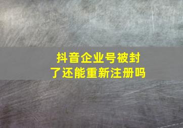 抖音企业号被封了还能重新注册吗