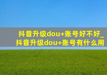 抖音升级dou+账号好不好_抖音升级dou+账号有什么用