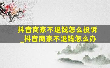 抖音商家不退钱怎么投诉_抖音商家不退钱怎么办