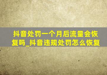 抖音处罚一个月后流量会恢复吗_抖音违规处罚怎么恢复