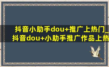 抖音小助手dou+推广上热门_抖音dou+小助手推广作品上热门