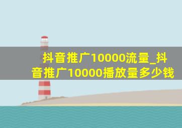 抖音推广10000流量_抖音推广10000播放量多少钱