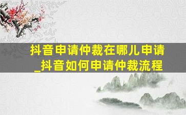 抖音申请仲裁在哪儿申请_抖音如何申请仲裁流程