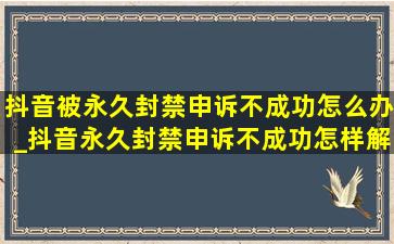 抖音被永久封禁申诉不成功怎么办_抖音永久封禁申诉不成功怎样解决