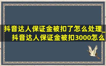 抖音达人保证金被扣了怎么处理_抖音达人保证金被扣3000怎么追回