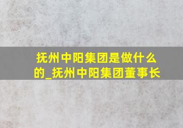 抚州中阳集团是做什么的_抚州中阳集团董事长