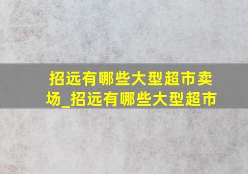 招远有哪些大型超市卖场_招远有哪些大型超市