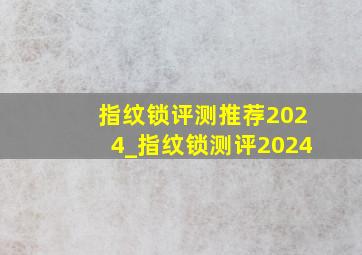 指纹锁评测推荐2024_指纹锁测评2024