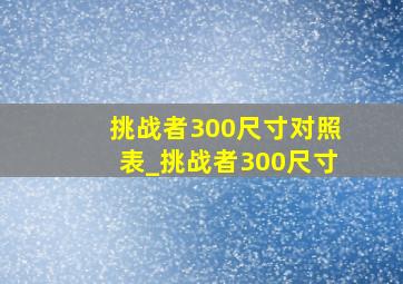 挑战者300尺寸对照表_挑战者300尺寸