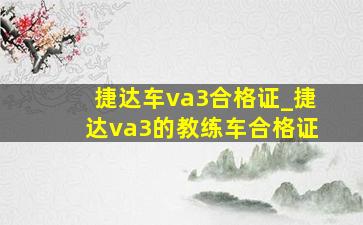 捷达车va3合格证_捷达va3的教练车合格证