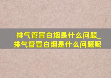 排气管冒白烟是什么问题_排气管冒白烟是什么问题呢