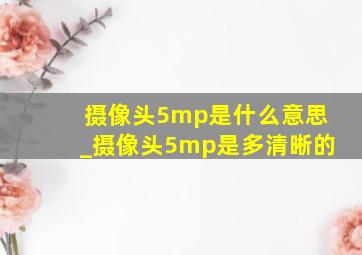 摄像头5mp是什么意思_摄像头5mp是多清晰的