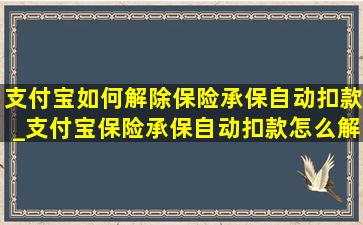 支付宝如何解除保险承保自动扣款_支付宝保险承保自动扣款怎么解除