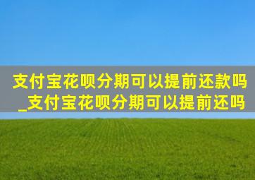 支付宝花呗分期可以提前还款吗_支付宝花呗分期可以提前还吗