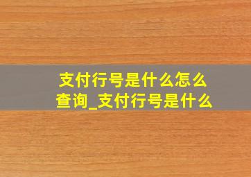 支付行号是什么怎么查询_支付行号是什么