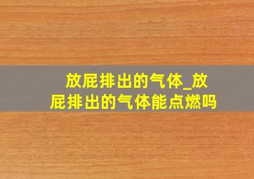 放屁排出的气体_放屁排出的气体能点燃吗