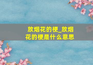 放烟花的梗_放烟花的梗是什么意思