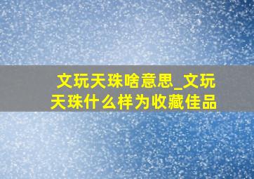 文玩天珠啥意思_文玩天珠什么样为收藏佳品