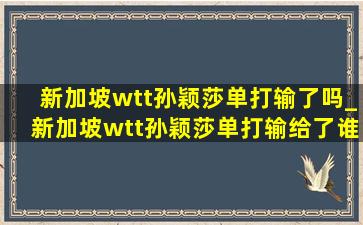 新加坡wtt孙颖莎单打输了吗_新加坡wtt孙颖莎单打输给了谁