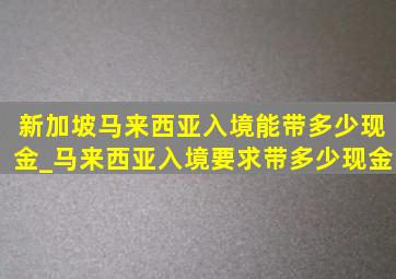 新加坡马来西亚入境能带多少现金_马来西亚入境要求带多少现金