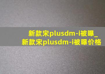 新款宋plusdm-i被曝_新款宋plusdm-i被曝价格