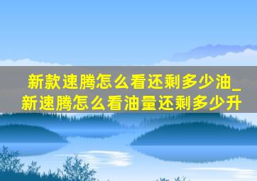 新款速腾怎么看还剩多少油_新速腾怎么看油量还剩多少升