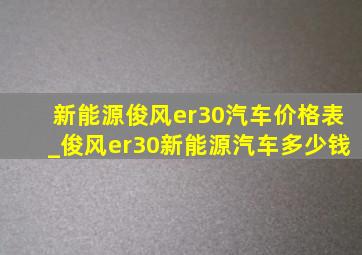 新能源俊风er30汽车价格表_俊风er30新能源汽车多少钱