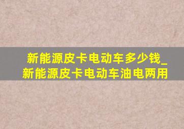 新能源皮卡电动车多少钱_新能源皮卡电动车油电两用