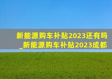 新能源购车补贴2023还有吗_新能源购车补贴2023成都