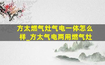 方太燃气灶气电一体怎么样_方太气电两用燃气灶