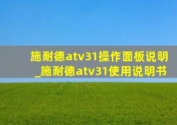 施耐德atv31操作面板说明_施耐德atv31使用说明书