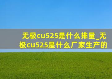 无极cu525是什么排量_无极cu525是什么厂家生产的