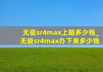 无极sr4max上路多少钱_无极sr4max办下来多少钱