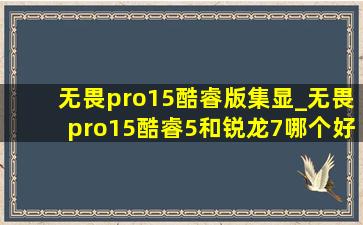 无畏pro15酷睿版集显_无畏pro15酷睿5和锐龙7哪个好