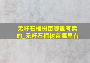 无籽石榴树苗哪里有卖的_无籽石榴树苗哪里有