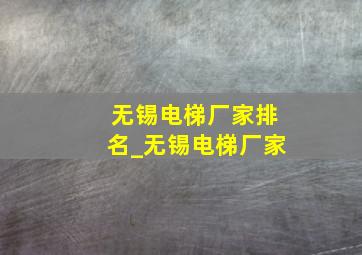 无锡电梯厂家排名_无锡电梯厂家