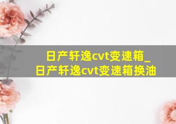 日产轩逸cvt变速箱_日产轩逸cvt变速箱换油