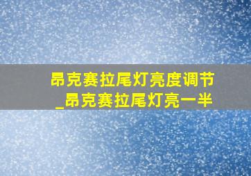 昂克赛拉尾灯亮度调节_昂克赛拉尾灯亮一半