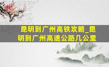 昆明到广州高铁攻略_昆明到广州高速公路几公里