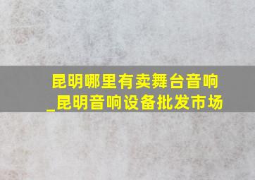 昆明哪里有卖舞台音响_昆明音响设备批发市场