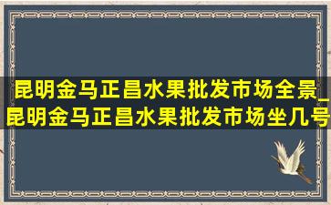 昆明金马正昌水果批发市场全景_昆明金马正昌水果批发市场坐几号线