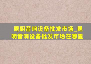 昆明音响设备批发市场_昆明音响设备批发市场在哪里