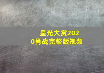 星光大赏2020肖战完整版视频