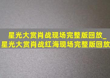 星光大赏肖战现场完整版回放_星光大赏肖战红海现场完整版回放