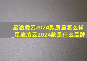 星途凌云2024款质量怎么样_星途凌云2024款是什么品牌